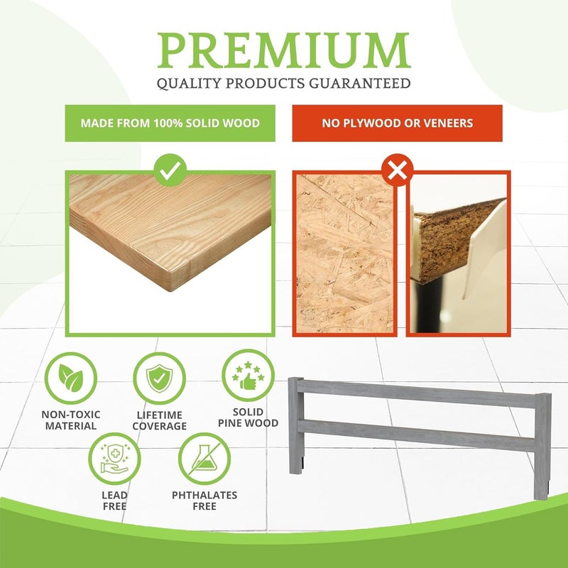 CC KITS Safety Guard Rail for Baby, Kids, and Children - Solid Wood Safety Bed Rail for Toddlers - Easy Installation - Premium Protection for Bunk, Twin, Full, Queen and King Size Beds - (Steel / Storm Grey) - Image 4